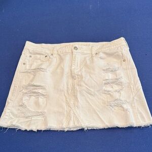 American Eagle Outfitters White Distressed Mini Skirt